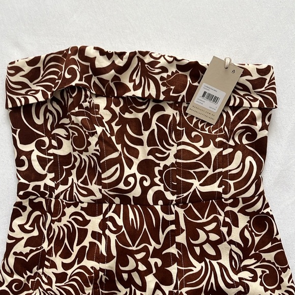 NWT Nude Lucy, Linen Blend, Florense Mini Dress, Brown and Cream size S - Picture 8 of 11